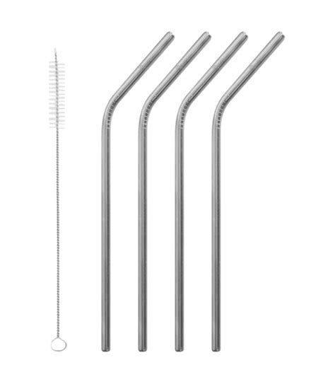 Lot de 4 pailles coudées ou droites + goupillon Qwetch