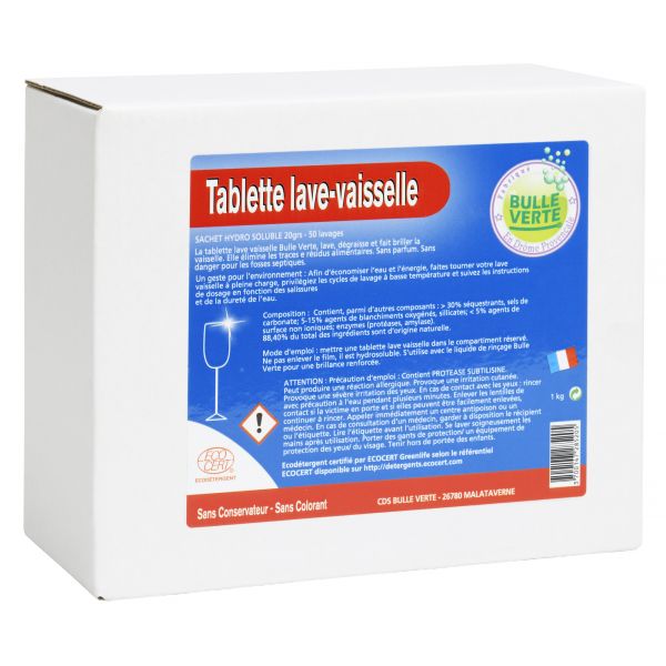 Tablette lave vaisselle Ecocert Bulle Verte
