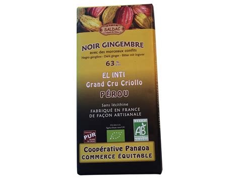 Chocolat noir 70% gingembre citron Bio 100g sunshine